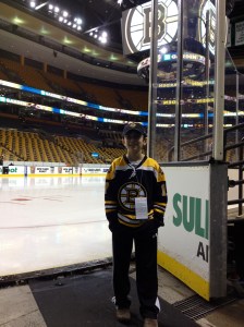 In front of the ice before the game